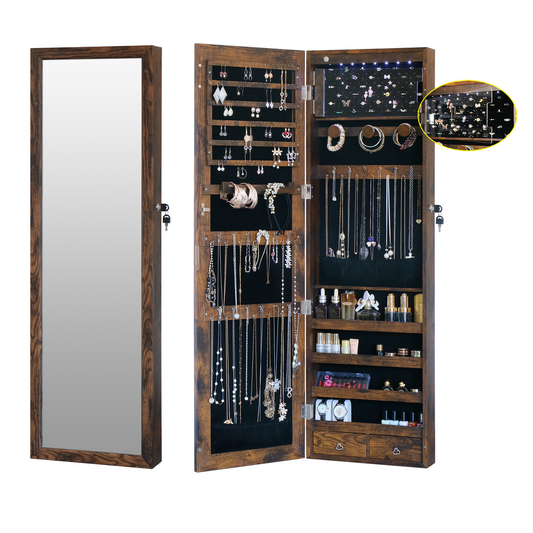Jewelry storage cabinet, mirrored jewelry cabinet 120 cm wall mounted/door storage cabinet