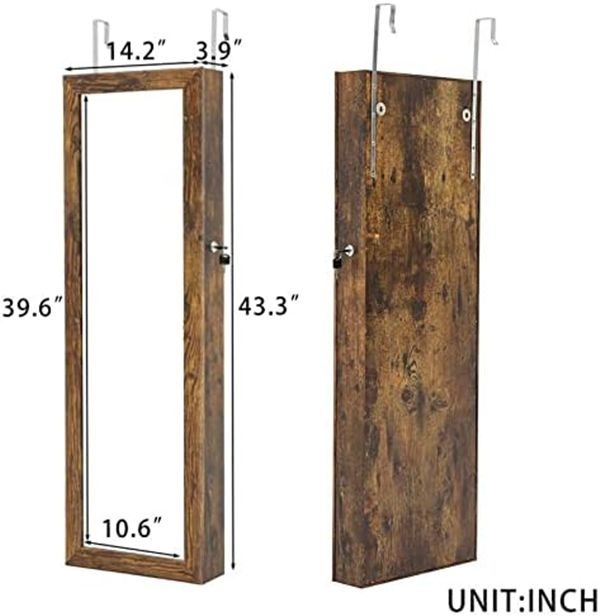 Jewelry storage cabinet, mirrored jewelry cabinet 120 cm wall mounted/door storage cabinet
