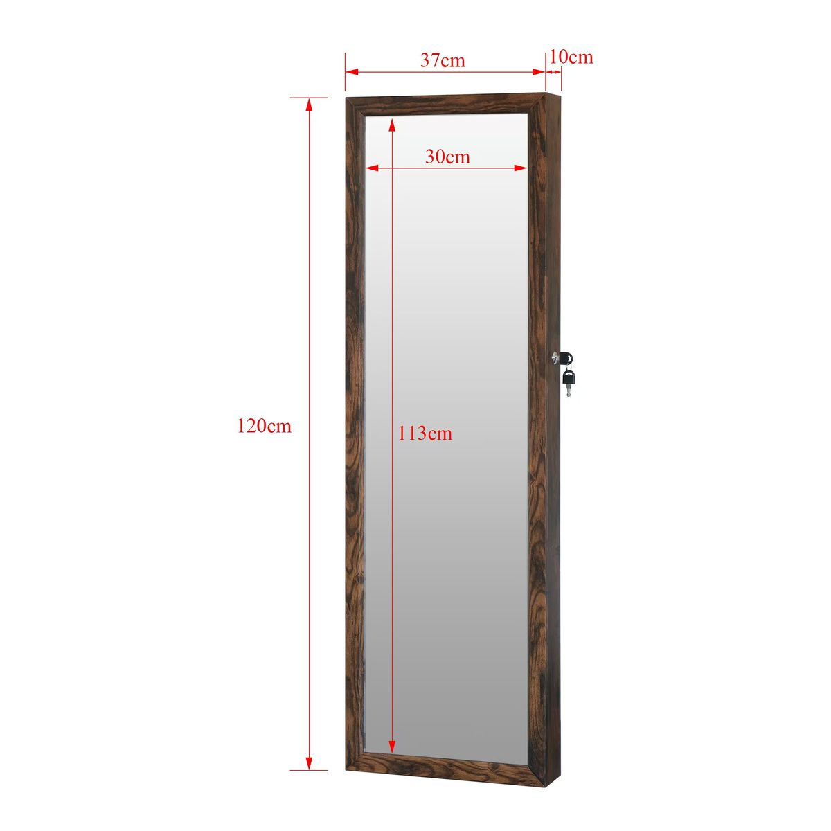 Jewelry storage cabinet, mirrored jewelry cabinet 120 cm wall mounted/door storage cabinet