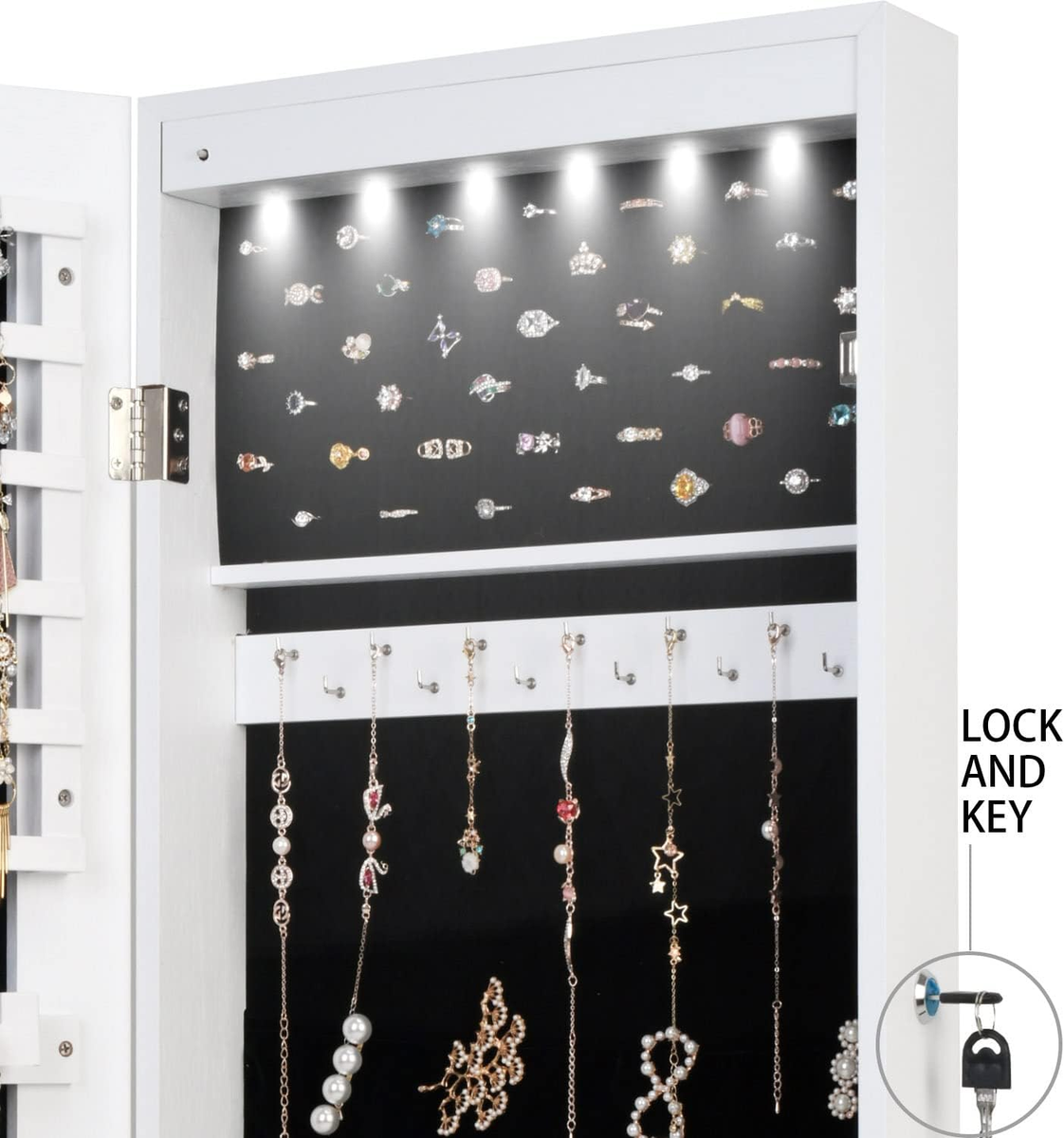 Jewelry storage cabinet, mirrored jewelry cabinet 120 cm wall mounted/door storage cabinet