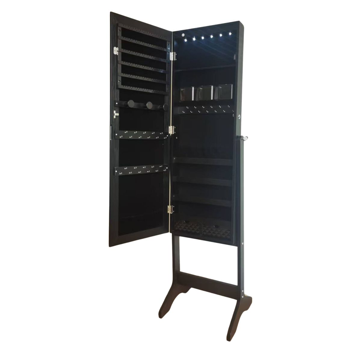 Elegant jewelry storage cabinet with full length mirror