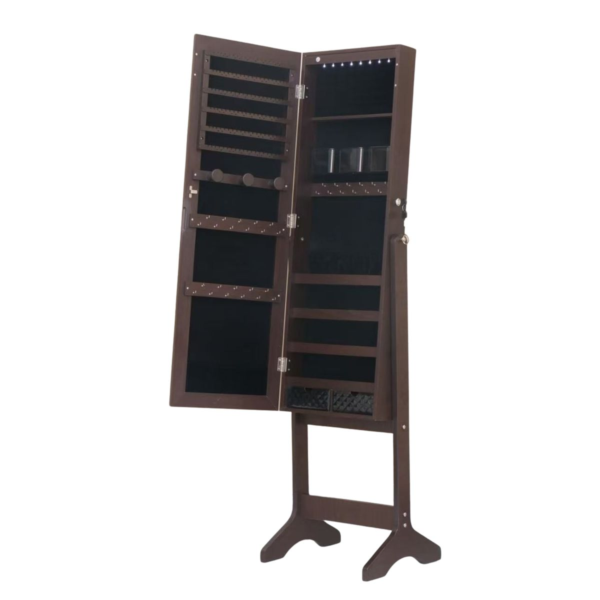 Elegant jewelry storage cabinet with full length mirror