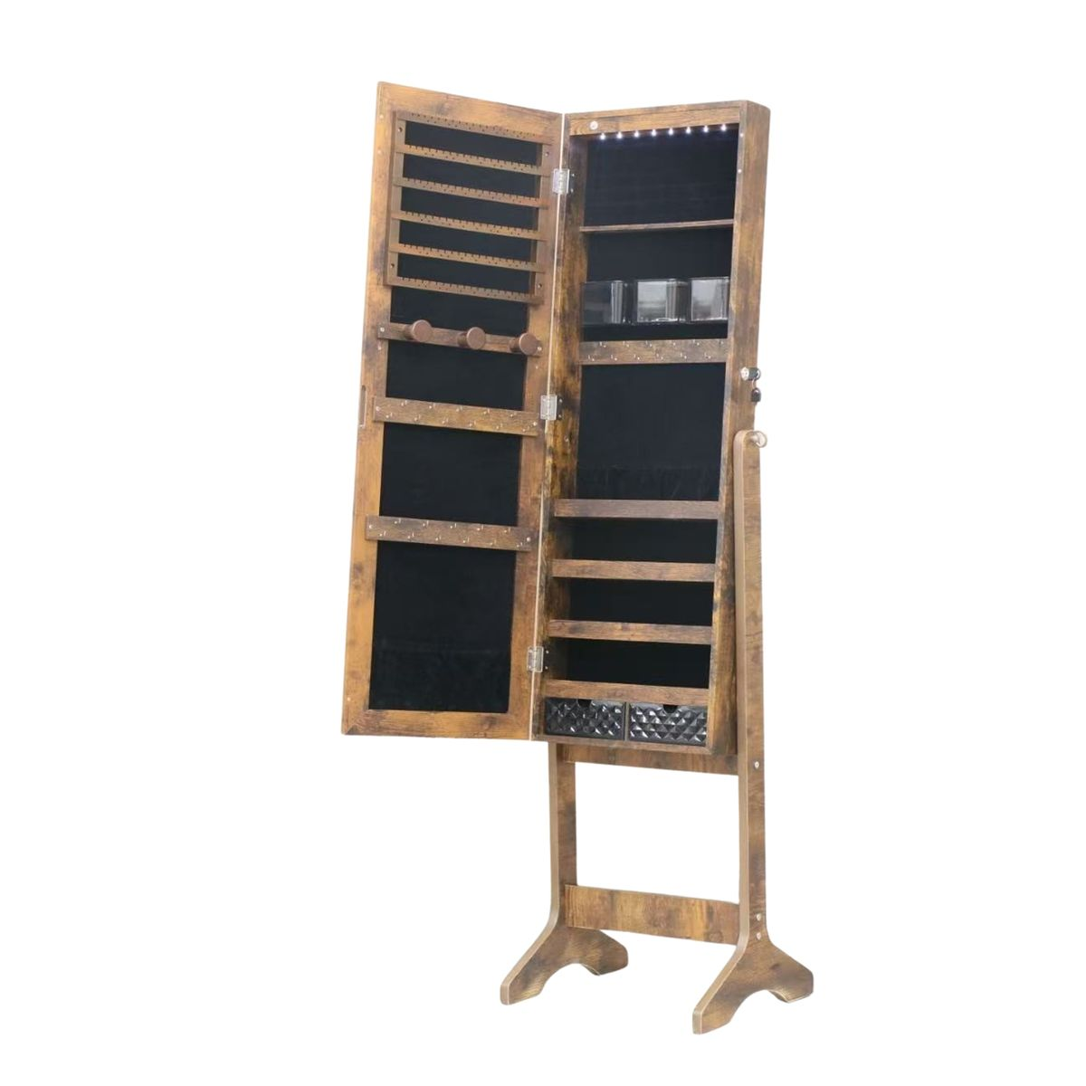 Elegant jewelry storage cabinet with full length mirror