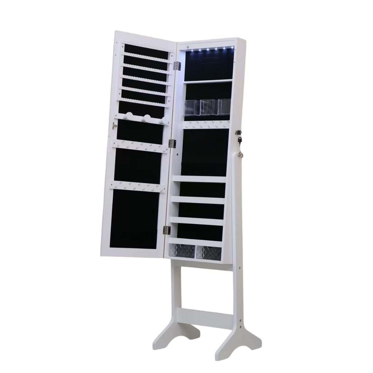 Elegant jewelry storage cabinet with full length mirror