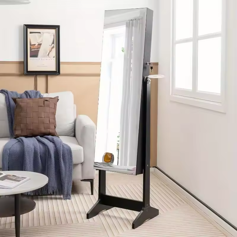 Elegant jewelry storage cabinet with full length mirror