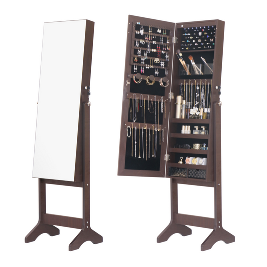 Elegant jewelry storage cabinet with full length mirror