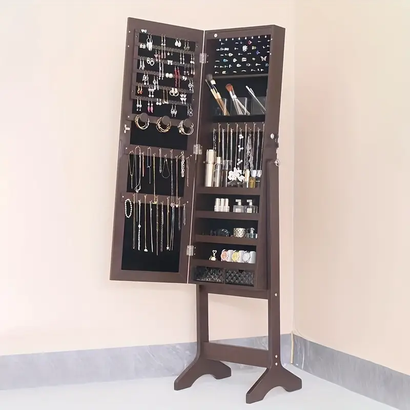 Elegant jewelry storage cabinet with full length mirror