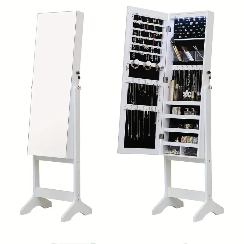 Elegant jewelry storage cabinet with full length mirror