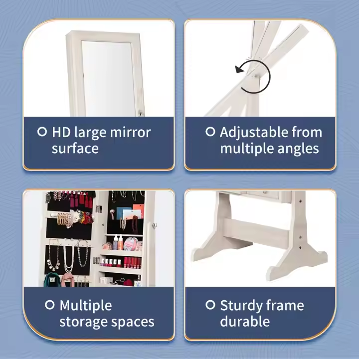 Elegant jewelry storage cabinet with full length mirror