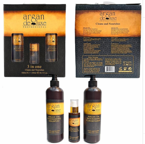 Shampoo and Conditioner Set with Argan Oil, Keratin, Vitamin B5, 3 Bottles