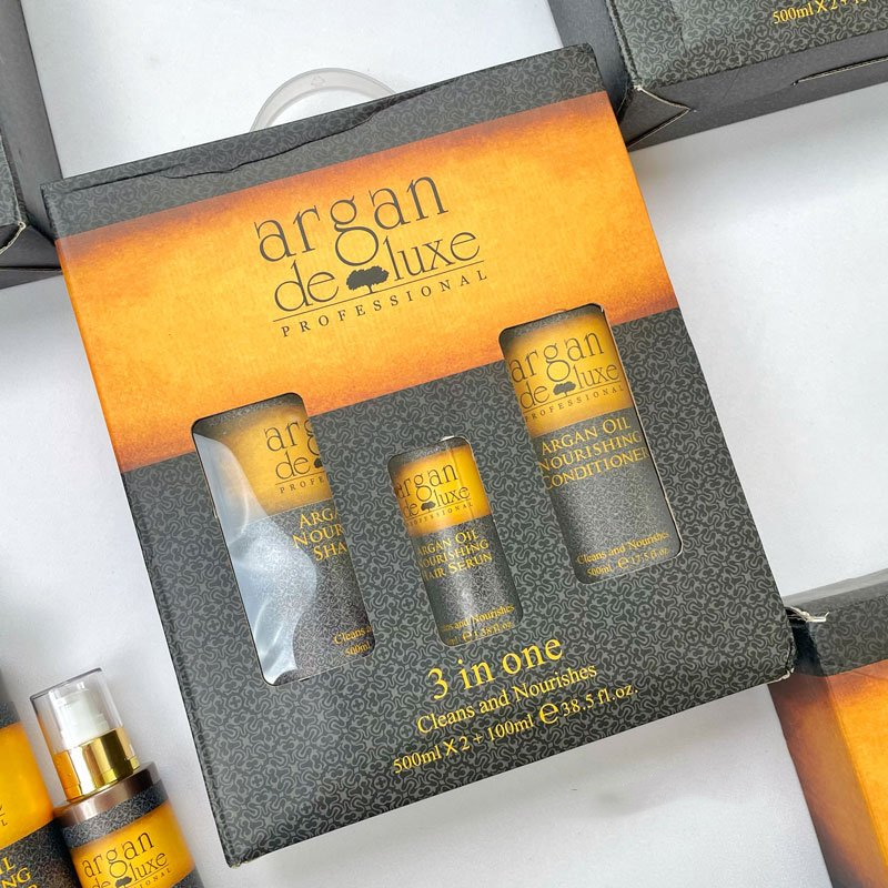 Shampoo and Conditioner Set with Argan Oil, Keratin, Vitamin B5, 3 Bottles
