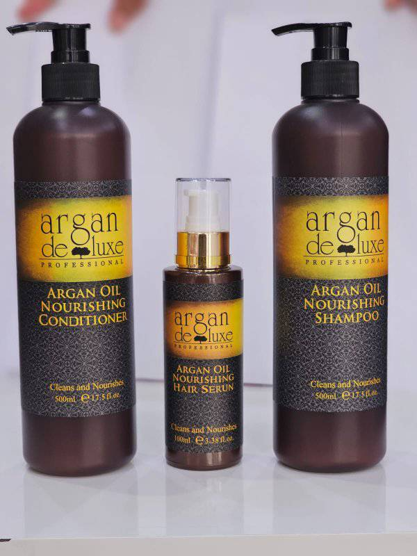 Shampoo and Conditioner Set with Argan Oil, Keratin, Vitamin B5, 3 Bottles