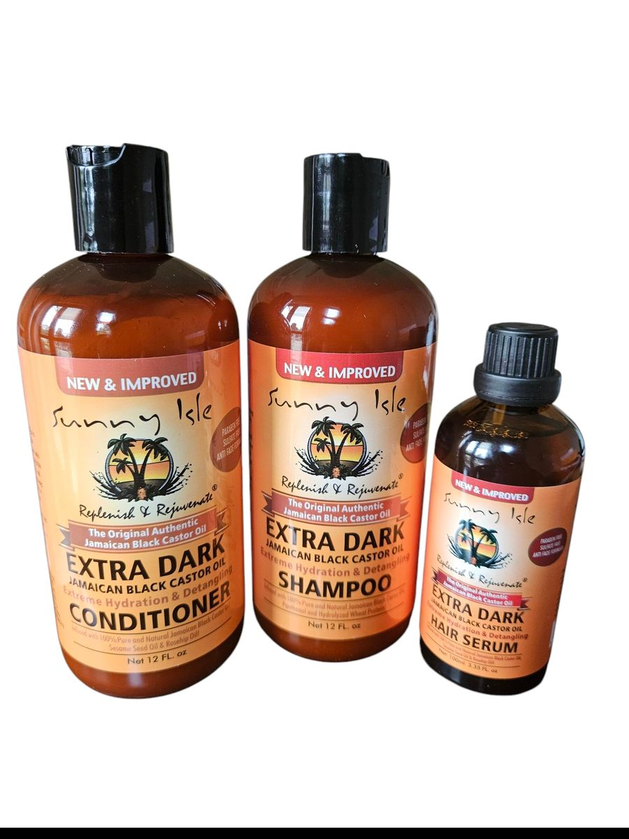 Black Castor Oil Extra Dark Intense Repair Conditioning Shampoo Set, 3 Count