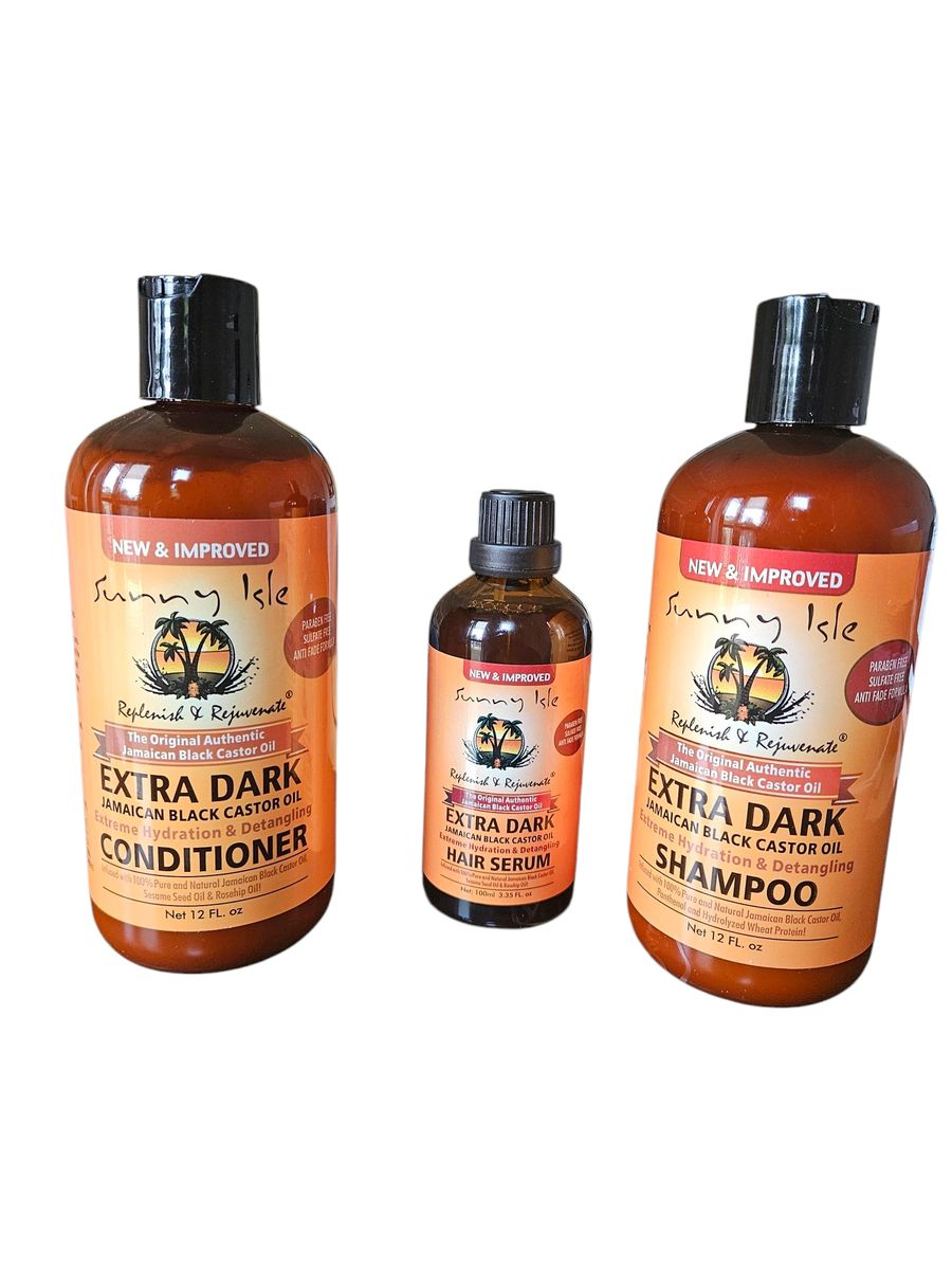 Black Castor Oil Extra Dark Intense Repair Conditioning Shampoo Set, 3 Count
