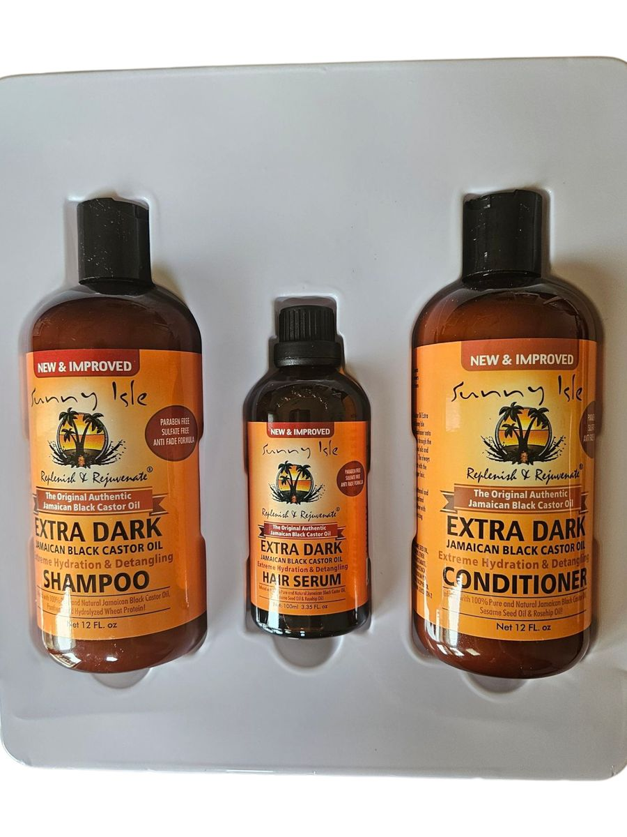 Black Castor Oil Extra Dark Intense Repair Conditioning Shampoo Set, 3 Count
