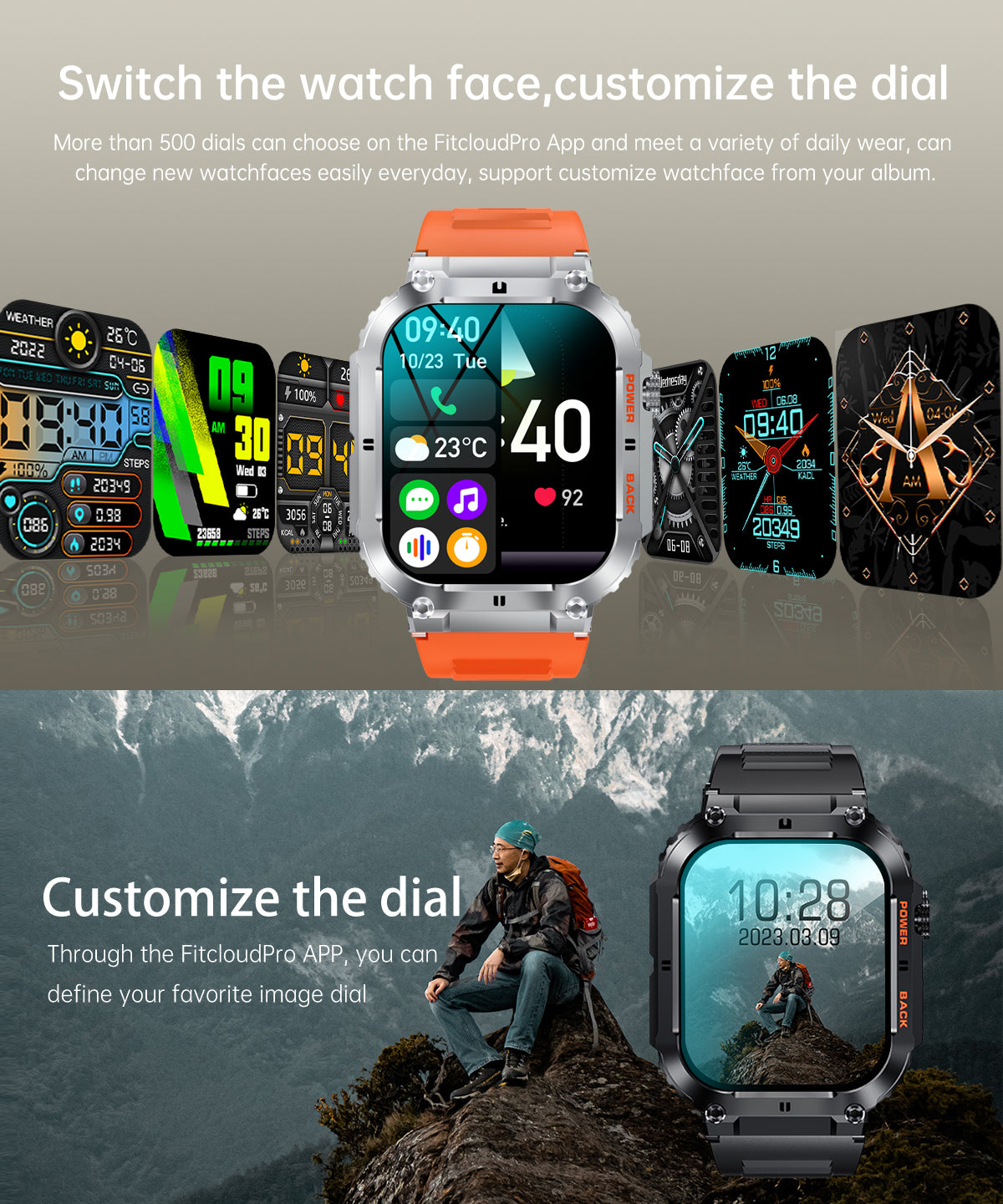 TOXIYA Rugged Military Smartwatch Android/iPhone Fitness Tracker