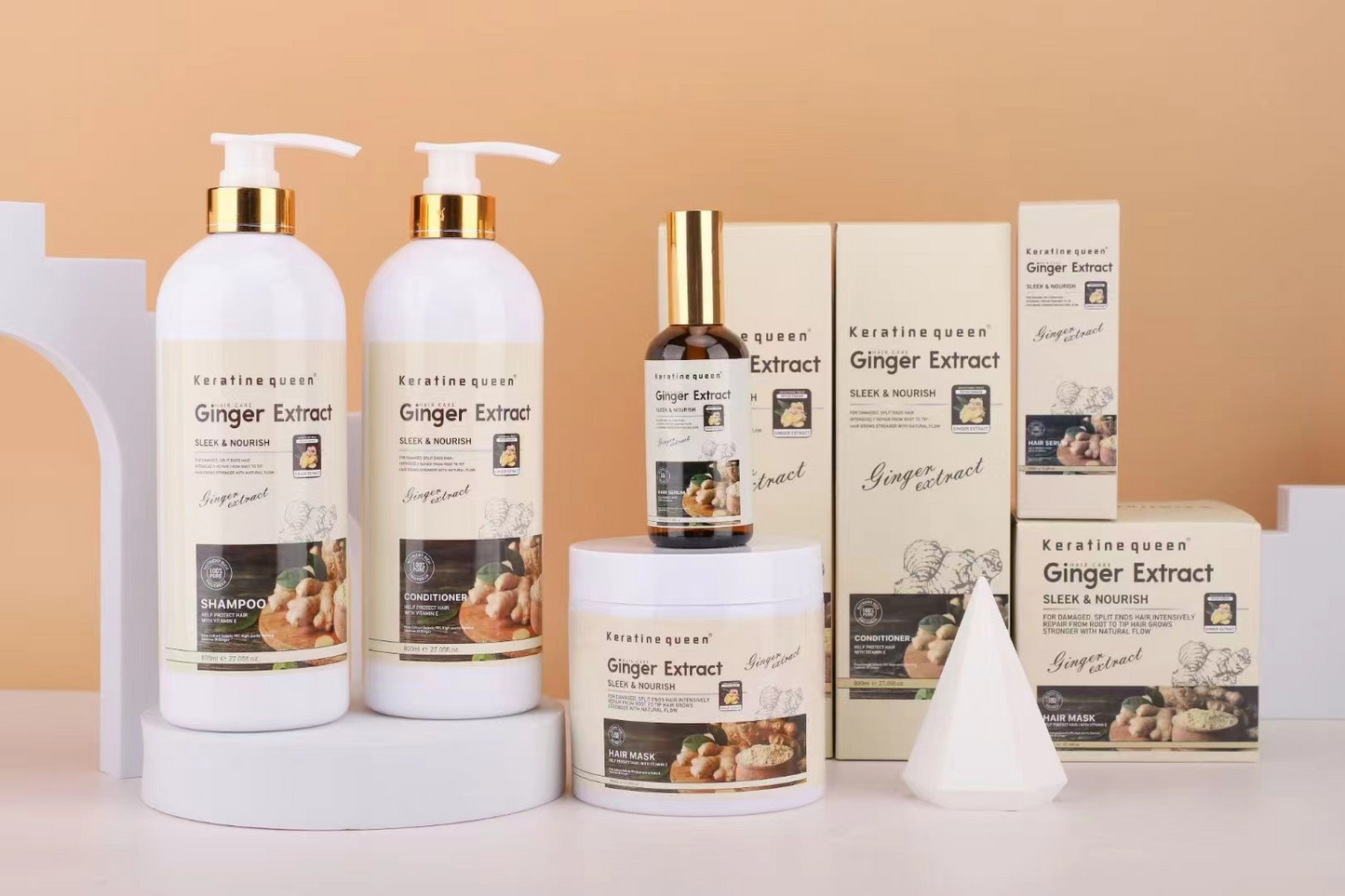 Hair Care Set Anti-Hair Loss Organic Natural Herbal Ginger Hair Growth Shampoo Set