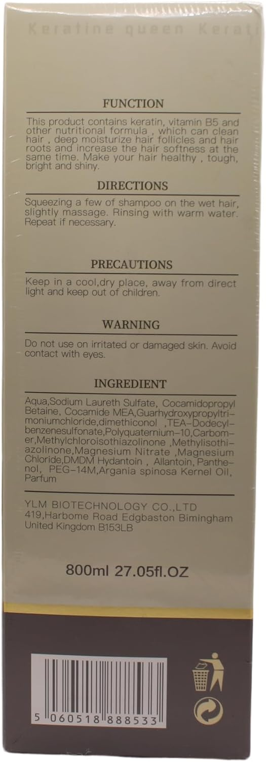 Keratin shampoo, containing keratin and vitamin B5, moisturizing hair care 800ml,