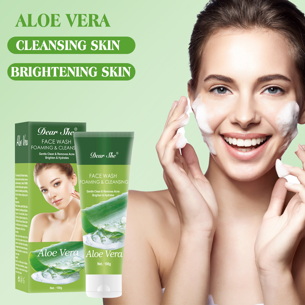 Natural plant aloe vera foam cleanser acne-fighting, brightening and moisturizing cleanser 100g