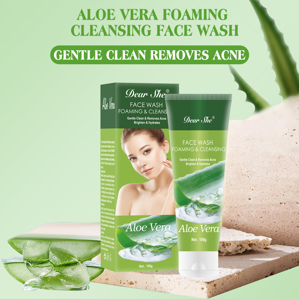 Natural plant aloe vera foam cleanser acne-fighting, brightening and moisturizing cleanser 100g
