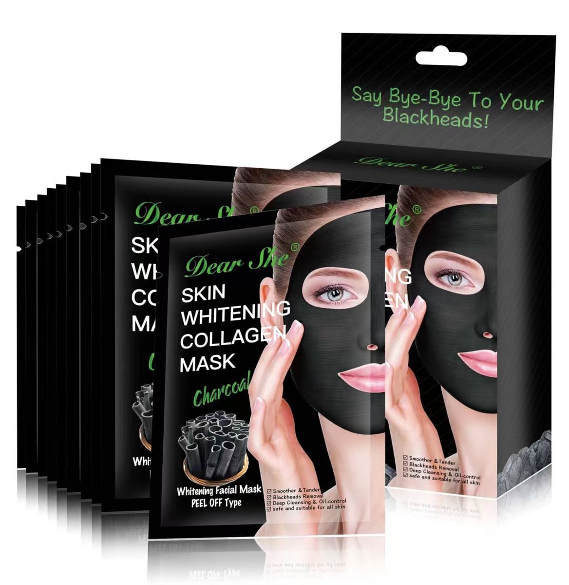Whitening Collagen Charcoal Mask - 10 Sheets