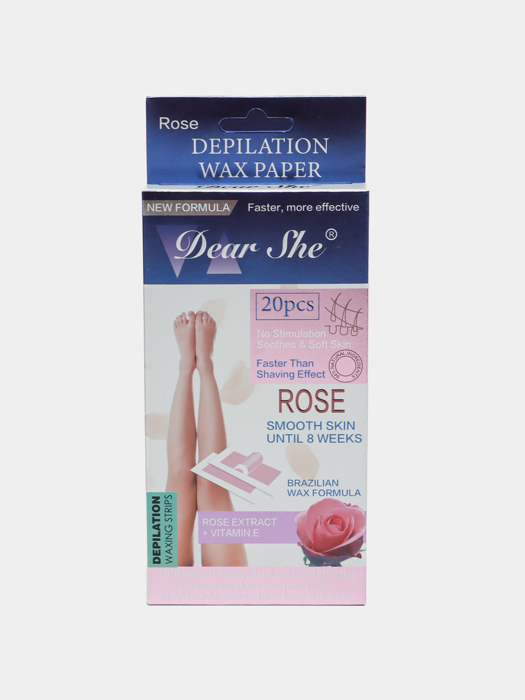 Rose Hair Removal Wax for Body and Face, 1 Box - 20 Wax Sheets