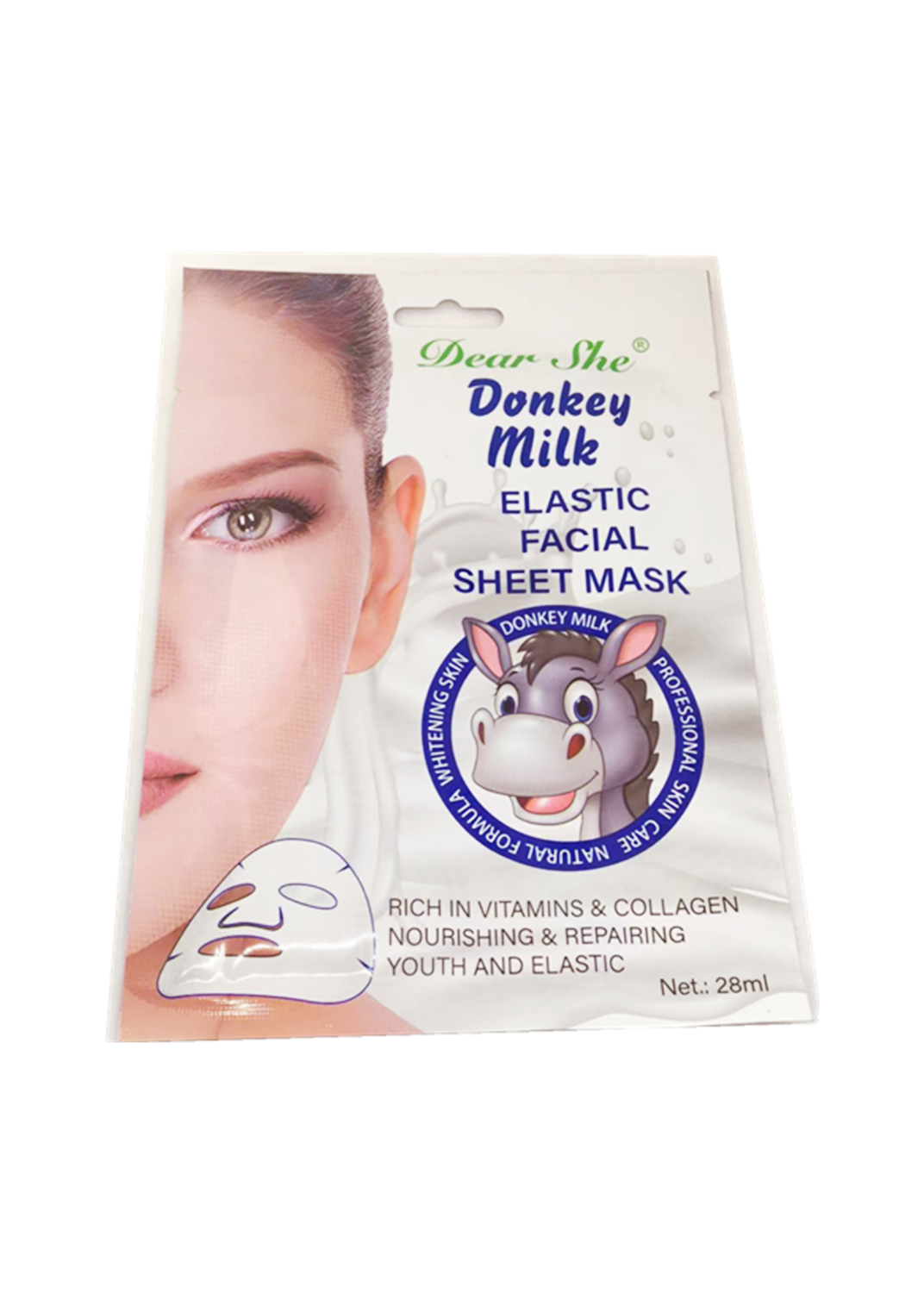 Donkey Milk Collagen Elasticity Whitening Mask, 1 piece