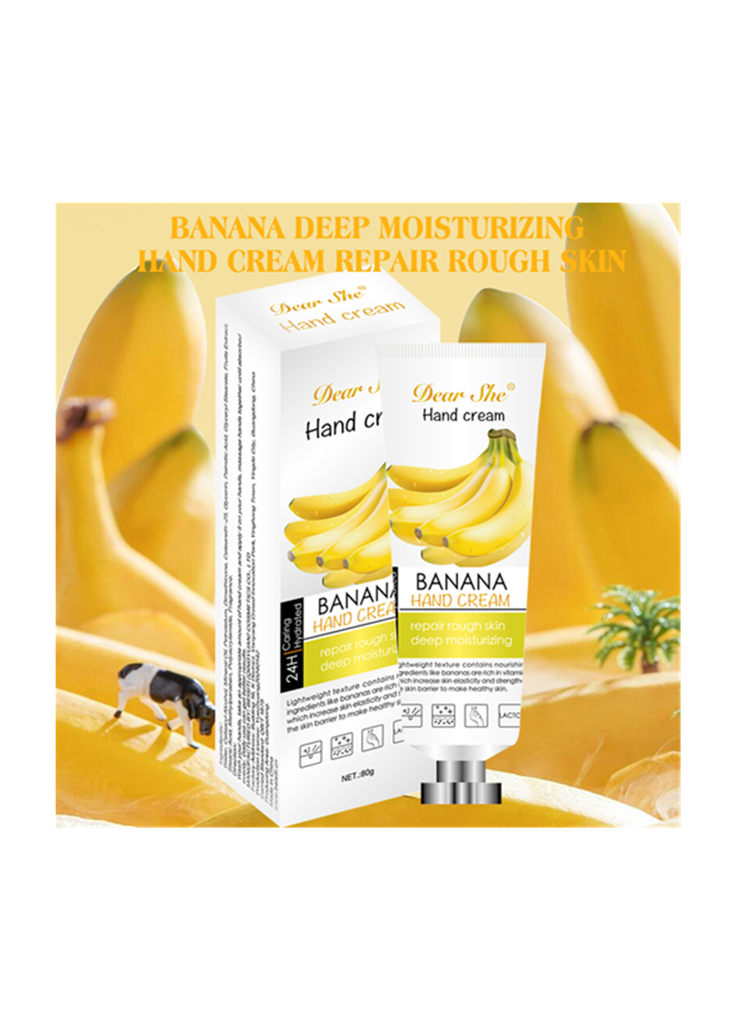 Banana Fragrance Whitening Moisturizing Hand Cream, 80g