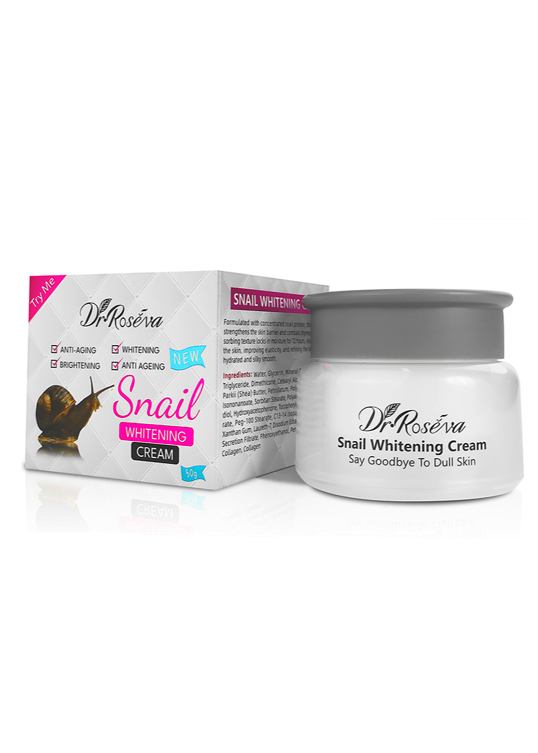 DR.ROSEVA Antioxidant Moisturizing Brightening Repair Snail Whitening Cream, 50g
