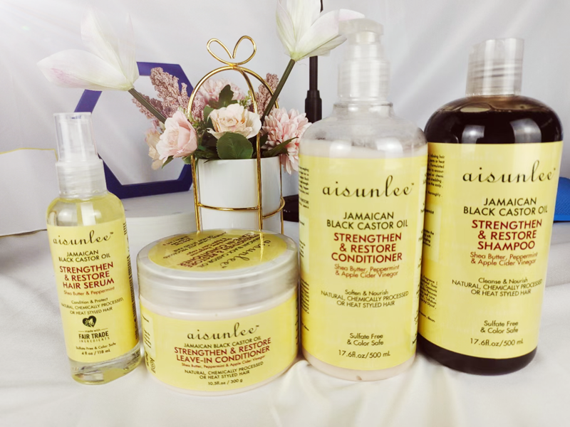 Black Castor Oil Nourishing Moisturizing Repair Shampoo Set, 4 Bottles