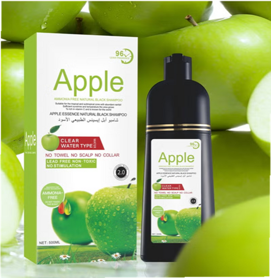 Apple Hair Dye, Ammonia-Free Natural Organic Black Hair Dye Cream Shampoo 500 ml