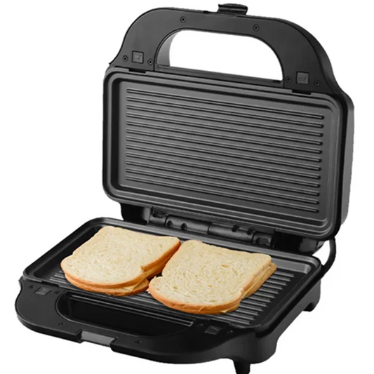 ENZO ITA-50035 2-in-1 Breakfast Sandwich Panini Waffle Electric Grill, Non-stick Coated Bread Maker, Household Smokeless Stainless Steel Grill.