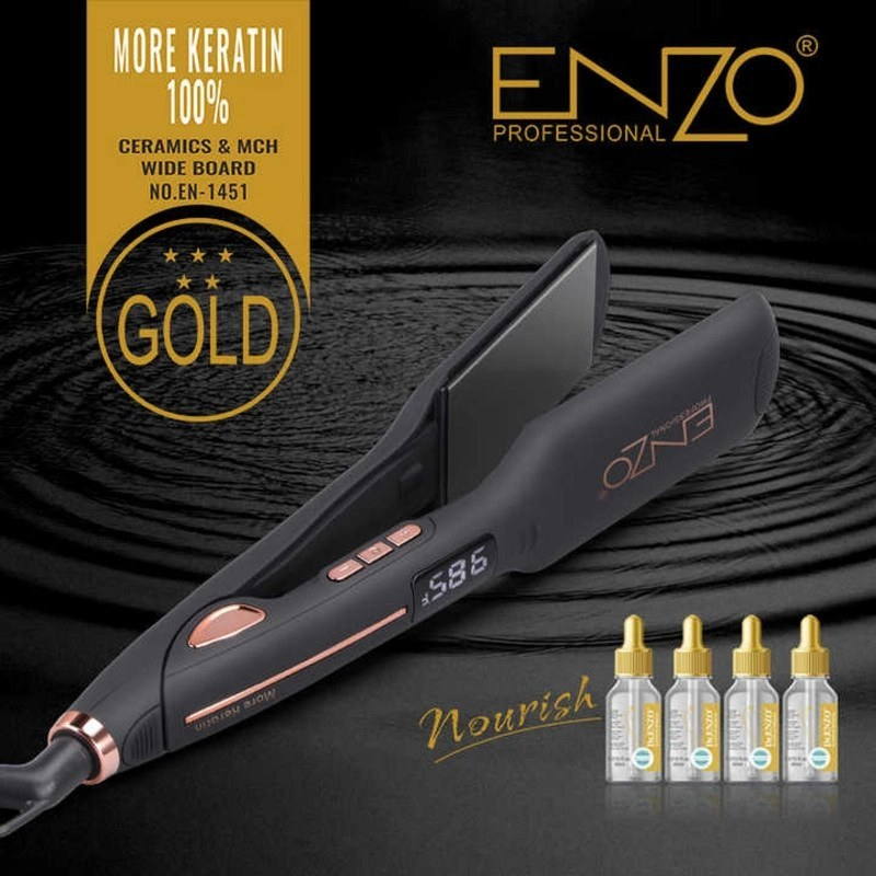 The Enzo EN-1451 straightener/stylist features advanced ceramic panels and a large size.