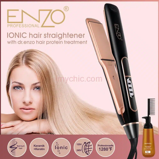 ENZO EN-3112 1280°F Ceramic Panel Hair Straightener, suitable for keratin and protein care.