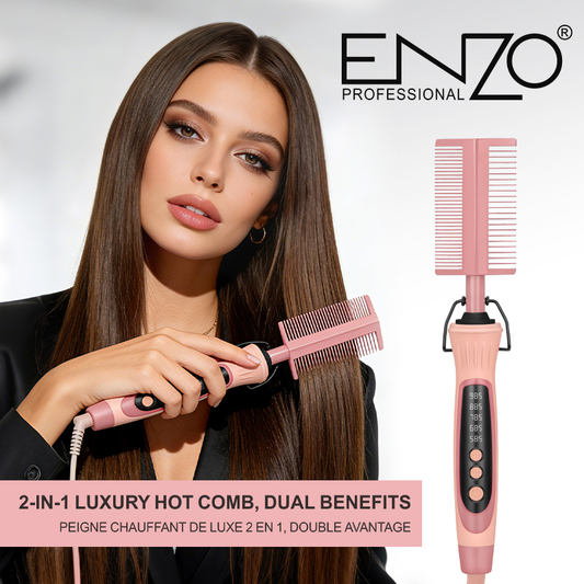 ENZO EN-4109A Professional 2-in-1 Electric Hair Straightening Comb