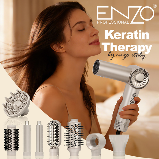 ENZOEN-6208 Folding Hair Dryer Comb Set - 1500W Professional Hot Air Styling Tool