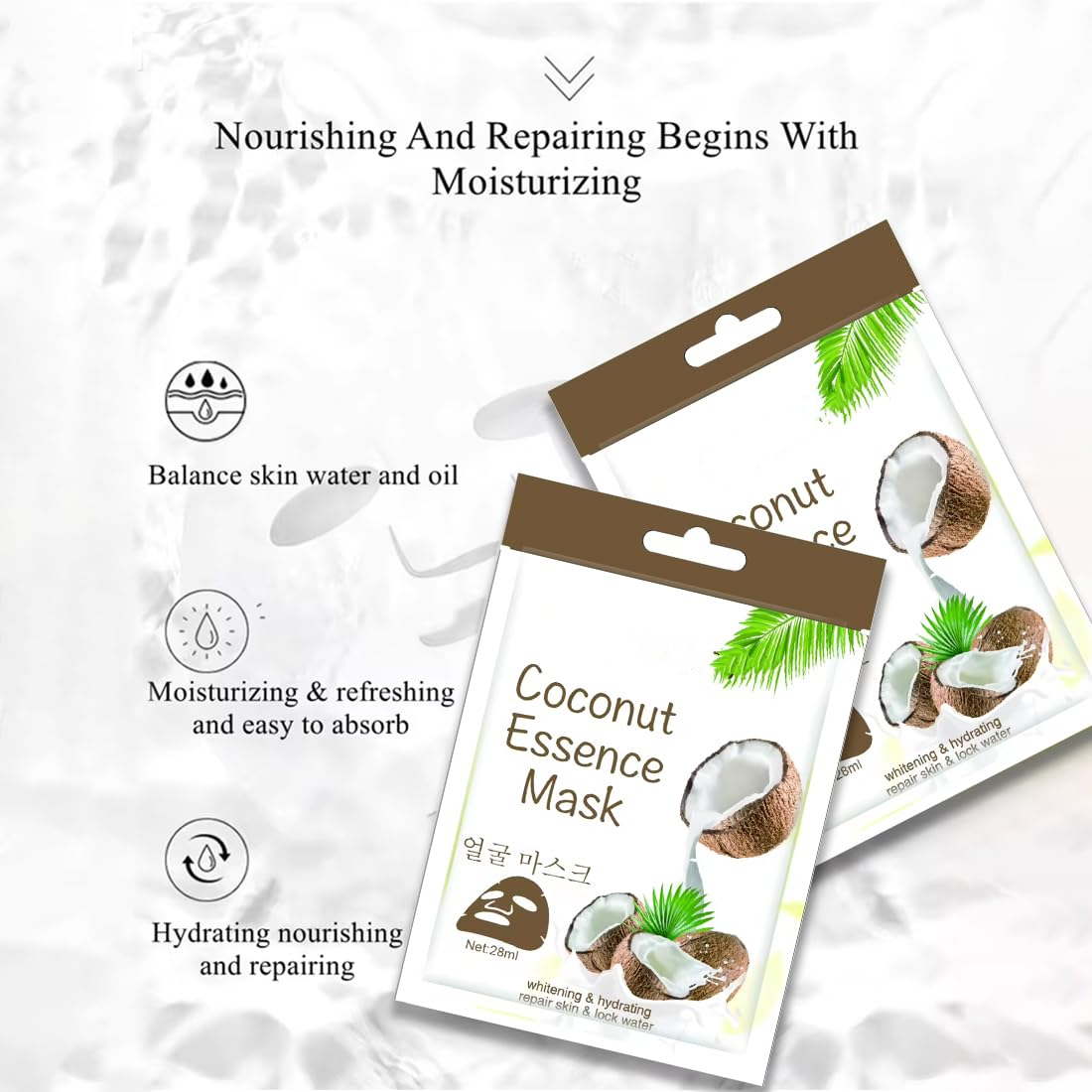 Coconut Essence Moisturizing Mask, 28g per piece