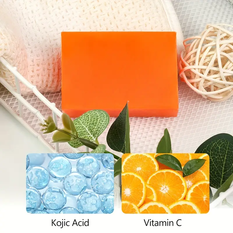 Kojic Acid and Vitamin C Handmade Soap, Orange Scent, 100g