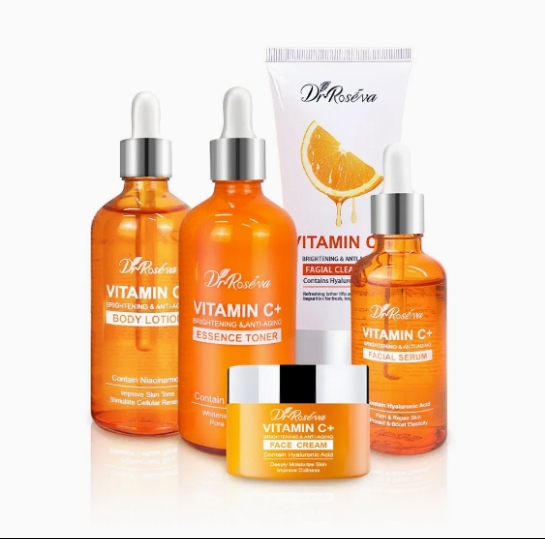 Vitamin C + Hyaluronic Acid Complex, Amino Acids, Brightening and Anti-Aging, Face 5-in-1 Skincare Set
