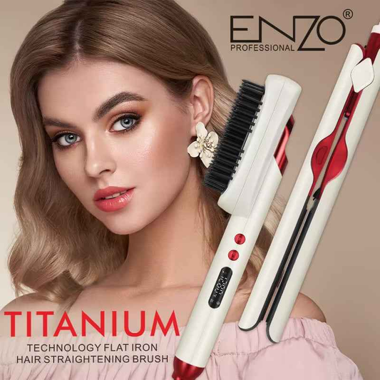 ENZO EN-3846 Titanium Straightener – High-Temperature Hair Straightening Brush