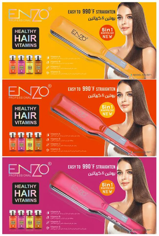Enzo EN-3971 Professional Hair Straightener, Multi-color