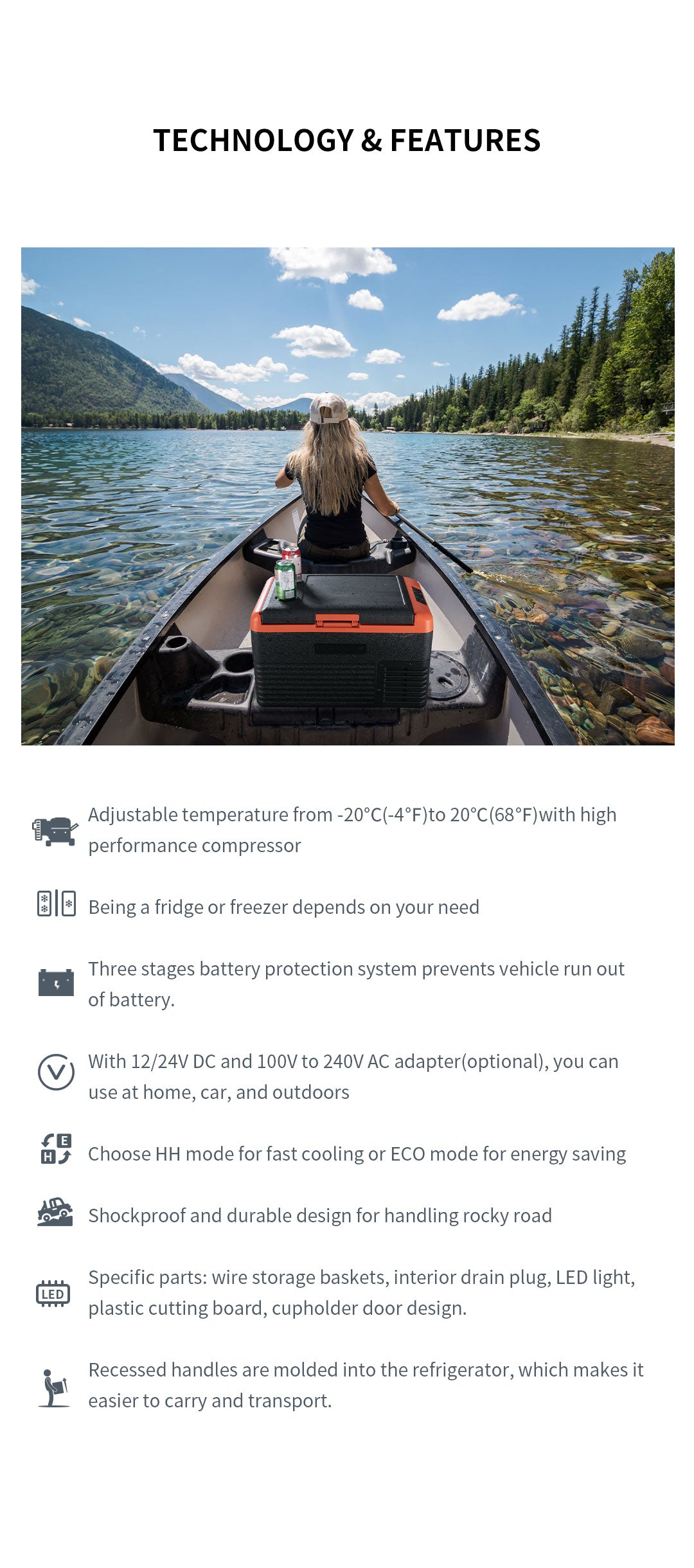 Alpicool Portable Car Freezer, 12 Volt Refrigerator,30L/ 40L/50L Fast Cooling 12V Car Fridge, Car Cooler for RV, Truck, Camping, Outdoor -12/24V DC and 100-240V AC (Black & Orange)
