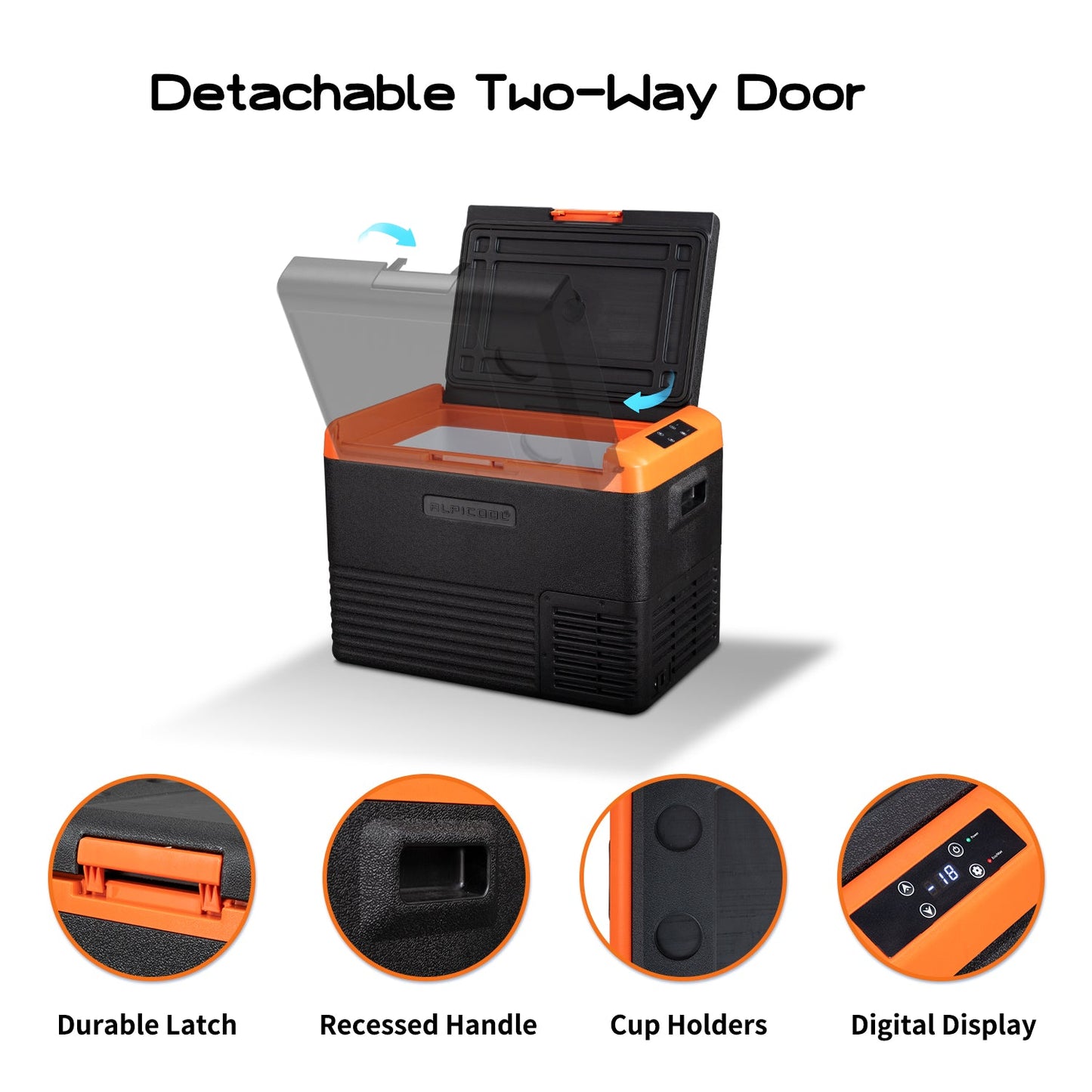 Alpicool Portable Car Freezer, 12 Volt Refrigerator,30L/ 40L/50L Fast Cooling 12V Car Fridge, Car Cooler for RV, Truck, Camping, Outdoor -12/24V DC and 100-240V AC (Black & Orange)
