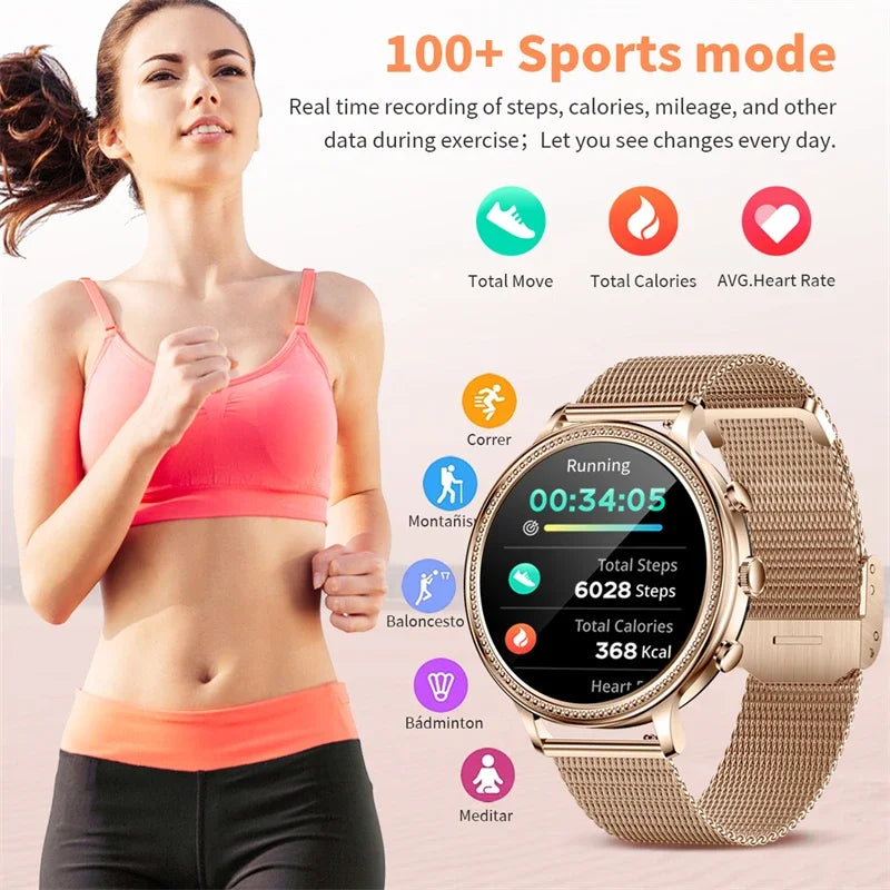 TOXIYA Dual Belt Luxury Smart Watches for Women Bluetooth Call Connected Phone Woman Watch Health Monitor Sports Smartwatch