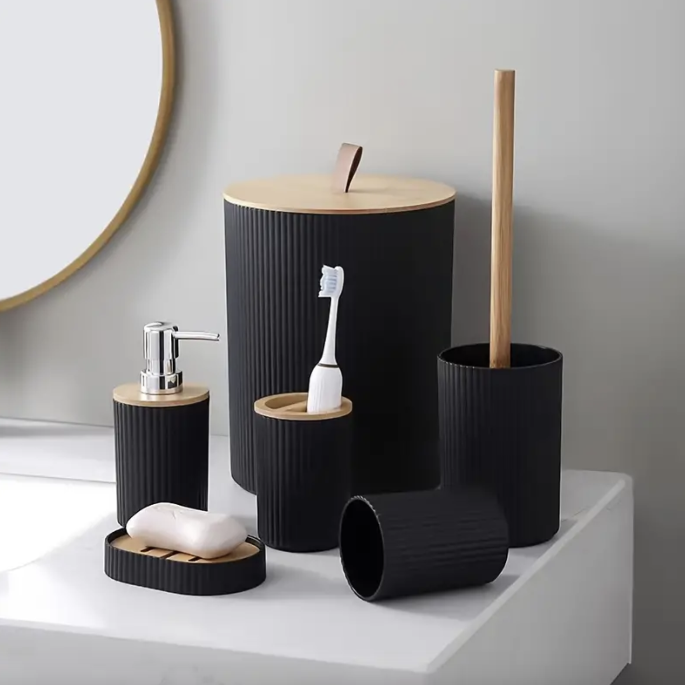 BathEssentials 6-Piece Elegant Bathroom Accessory Set