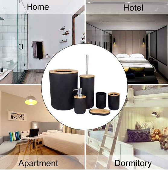 6-Piece Bathroom Accessories Set with Eco-friendly Lids