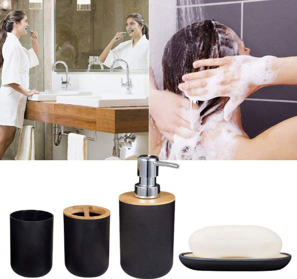 6-Piece Bathroom Accessories Set with Eco-friendly Lids