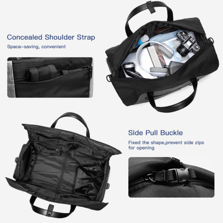 Ozuko 4-in-1 Carry-on Travel Bag Large Gym Backpack with Shoes Compartment