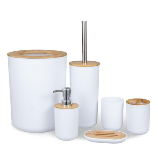 6-Piece Bathroom Accessories Set with Eco-friendly Lids