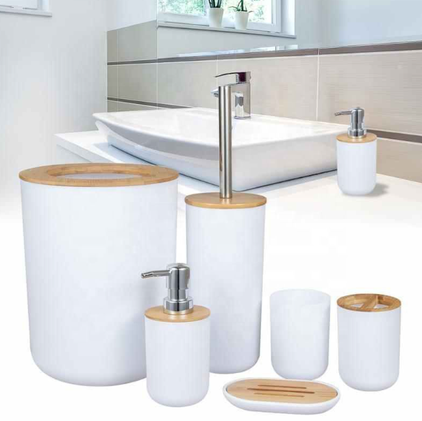 6-Piece Bathroom Accessories Set with Eco-friendly Lids